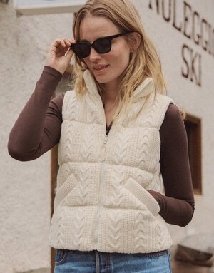 Marine Layer Marine Layer Alba Cable Knit Puffer Vest