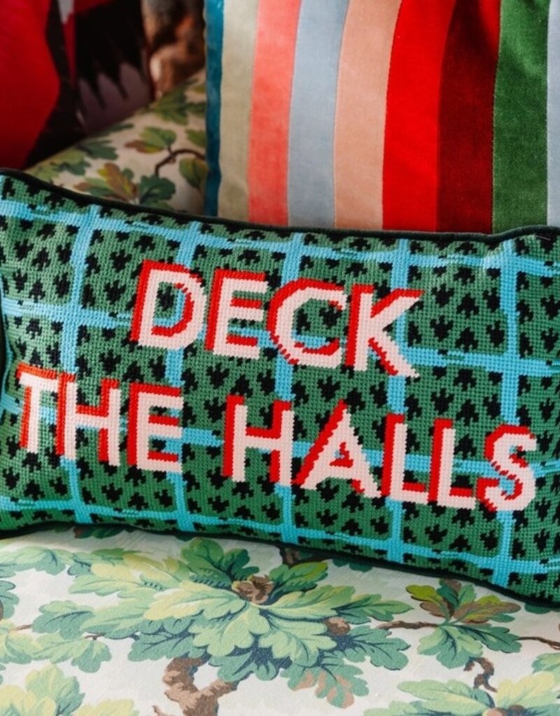 Furbish Studio DECK THE HALLS  Needlepoint Pillow