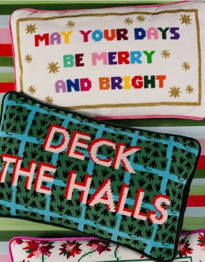 Furbish Studio DECK THE HALLS  Needlepoint Pillow
