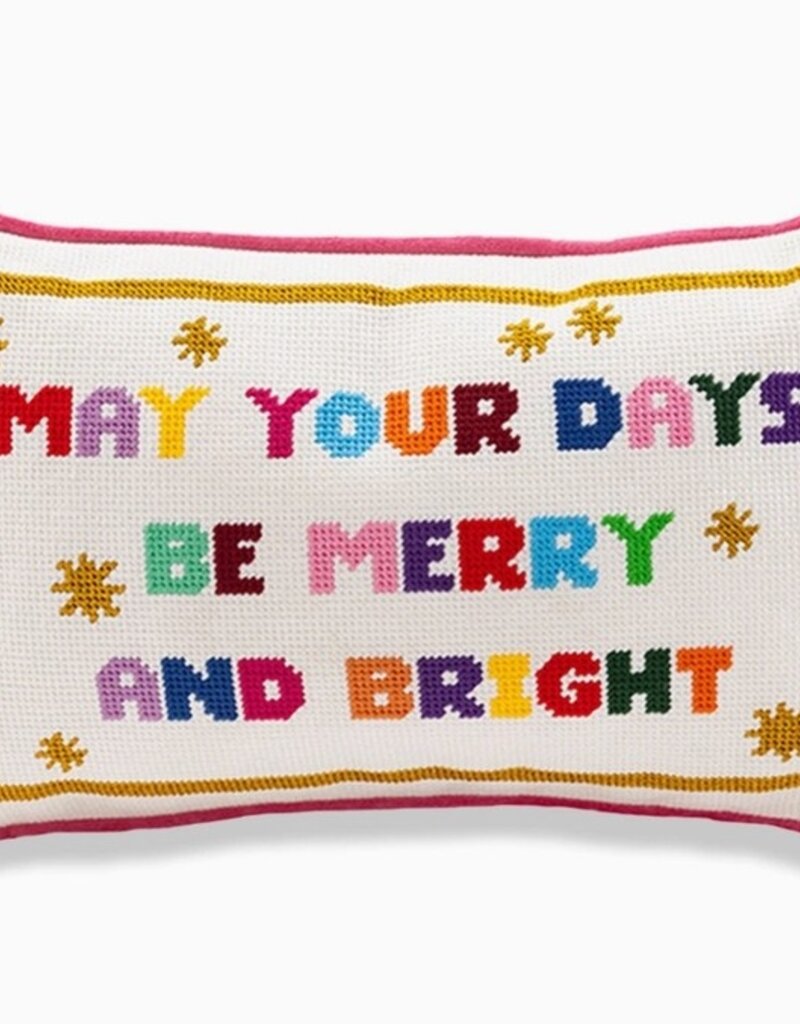 Furbish Studio MERRY & BRIGHT  Needlepoint Pillow