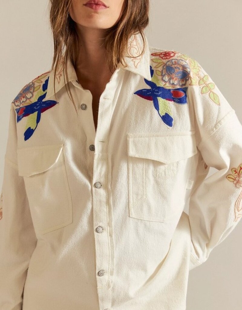 Free People Free People Take Flight Embroidered Shirt
