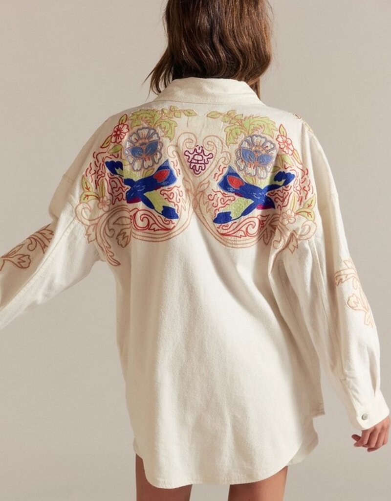 Free People Free People Take Flight Embroidered Shirt