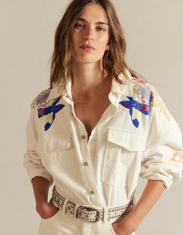 Free People Free People Take Flight Embroidered Shirt