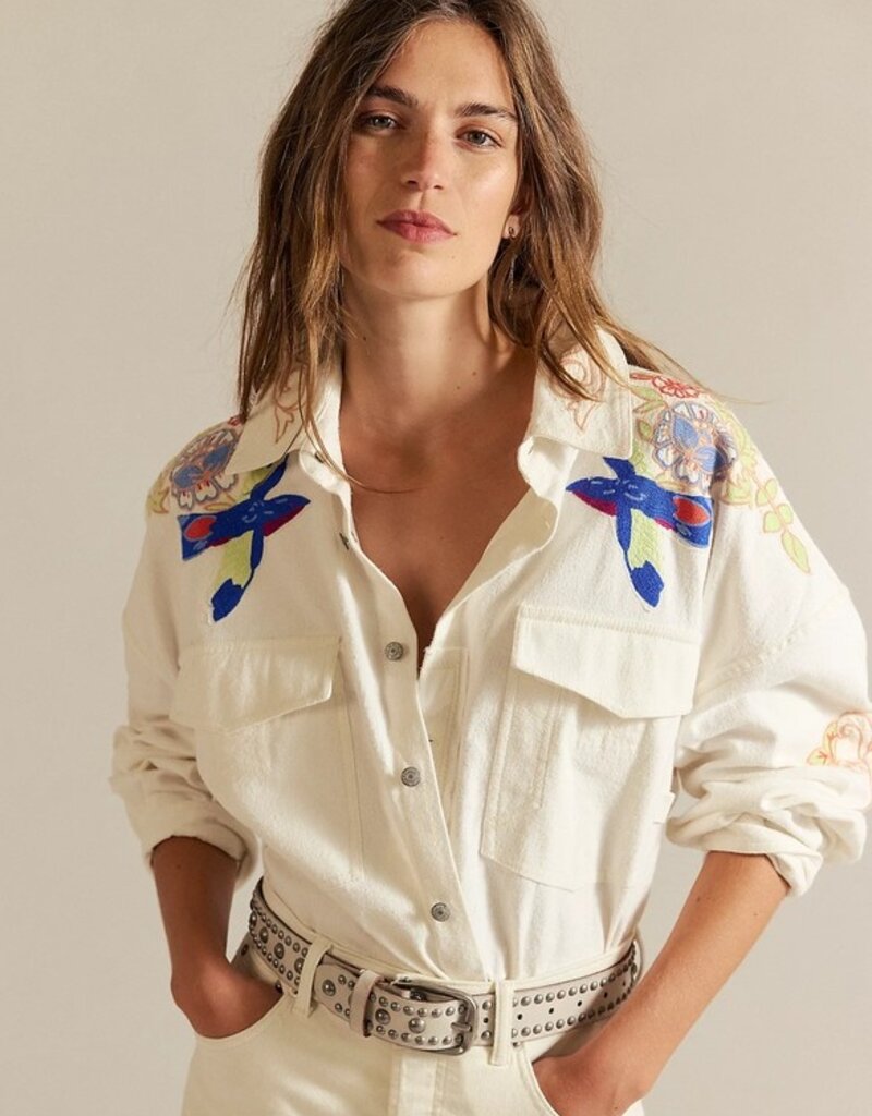 Free People Free People Take Flight Embroidered Shirt
