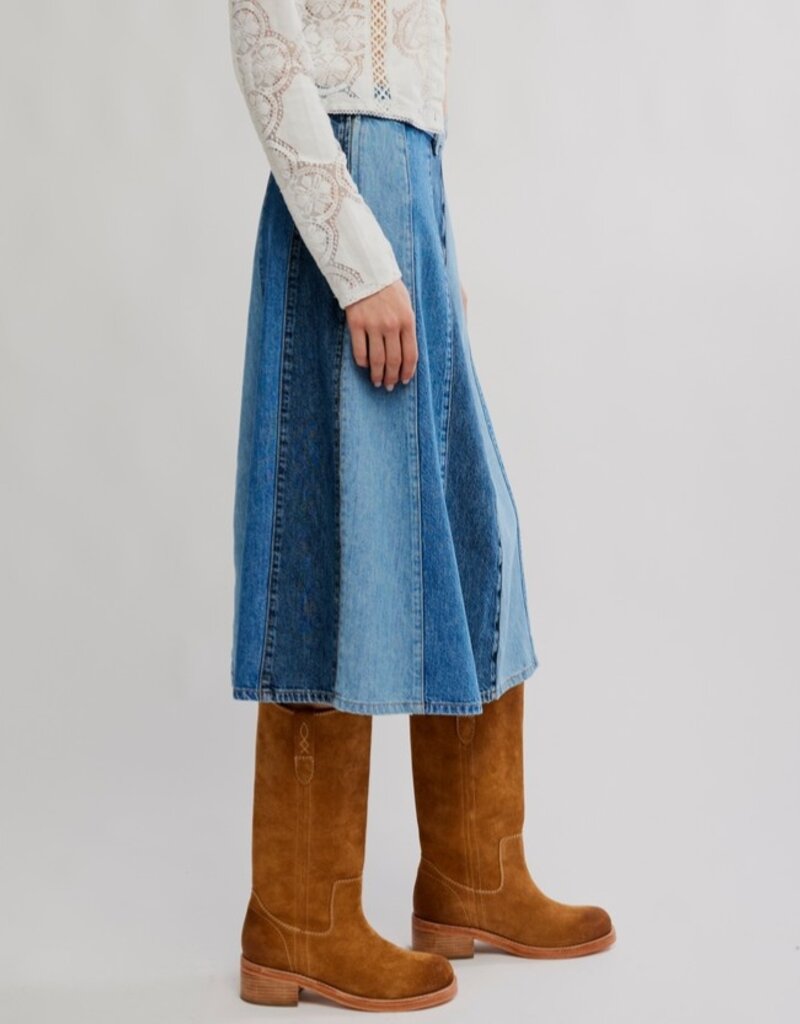 Free People Free People Sunbeam Denim Midi Skirt