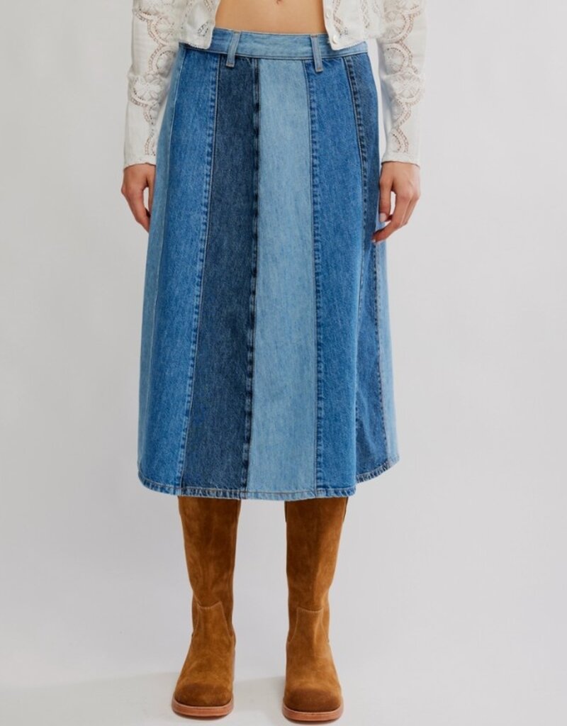 Free People Free People Sunbeam Denim Midi Skirt