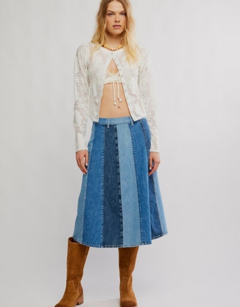 Free People Free People Sunbeam Denim Midi Skirt