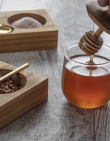 Be Home Be Home Teak & Glass Mini Honey Jar