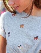 Natural Life Fave Little Things Embroidered Cats & Dogs Tee
