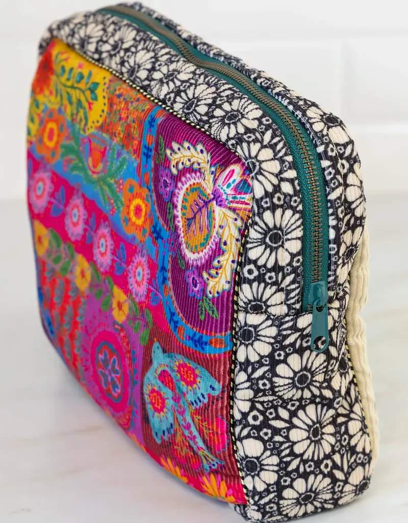 Natural Life Corduroy Embroidered LOVE Cosmetic Pouch