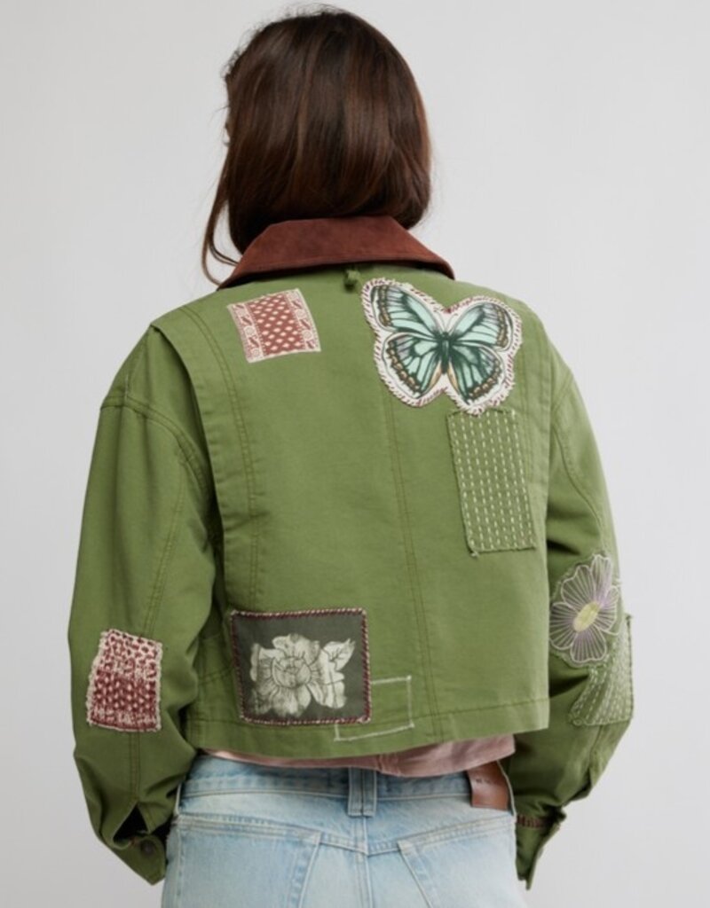 Free People Free People Martha Workwear Appliques Crop Jacket