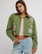 Free People Free People Martha Workwear Appliques Crop Jacket