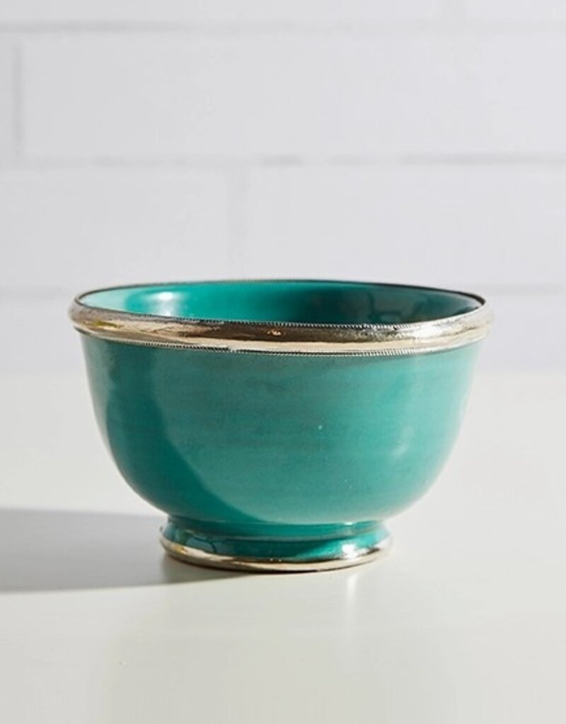 Verve Culture Moroccan Glazed Bowl with Berber Silver Trim