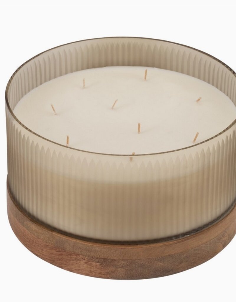 Sagebrook Home Sagebrook Wood & Ivory Glass Candle