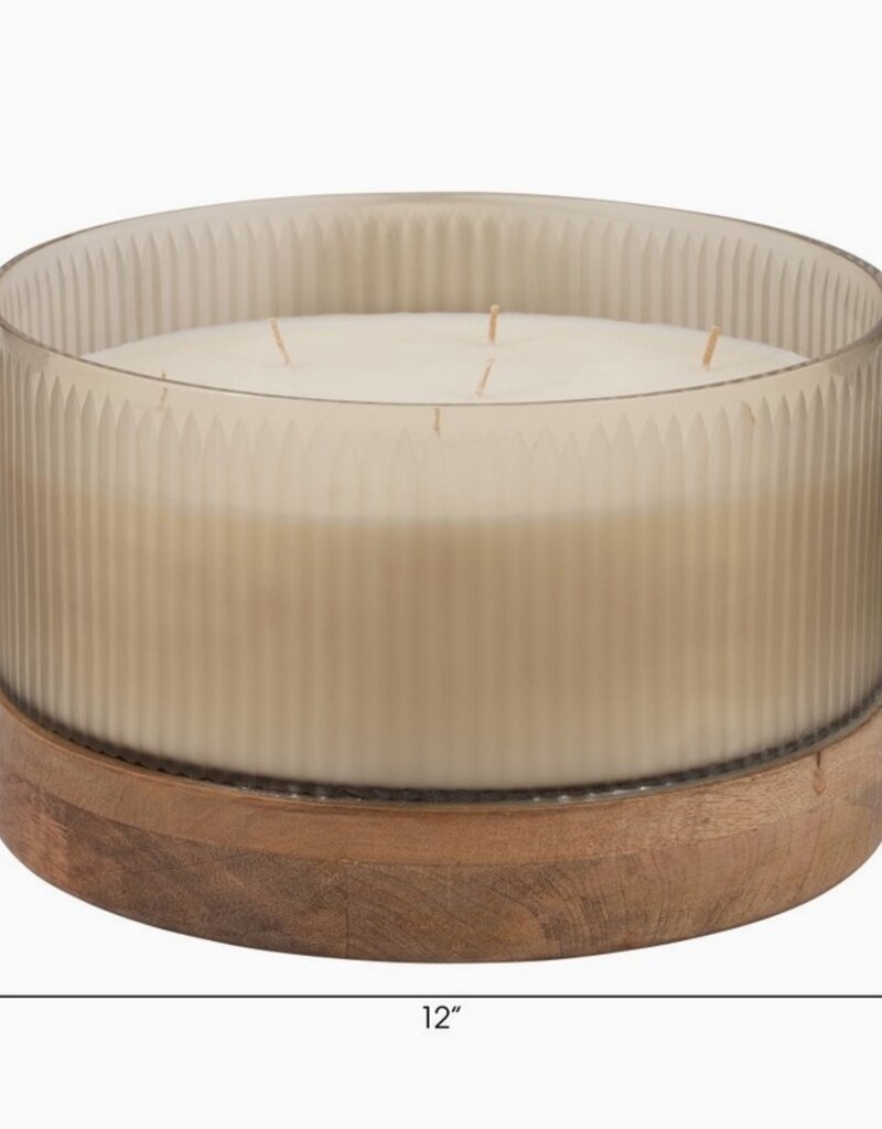 Sagebrook Home Sagebrook Wood & Ivory Glass Candle