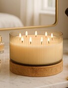 Sagebrook Home Sagebrook Wood & Ivory Glass Candle