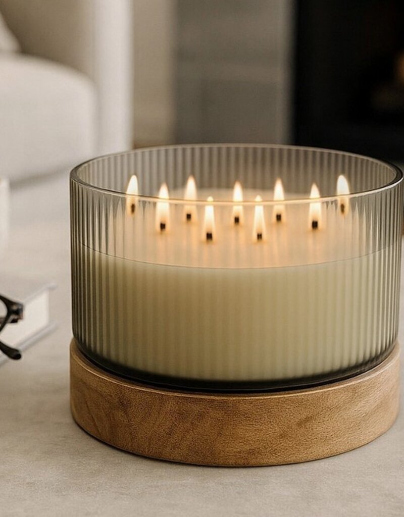 Sagebrook Home Sagebrook Wood & Ivory Glass Candle