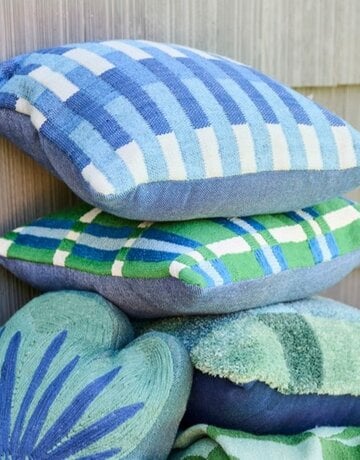 Creative Co-op Embroidered & Striped Pillow