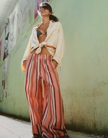 Free People Free People Days End Solar Linen Stripe Pant