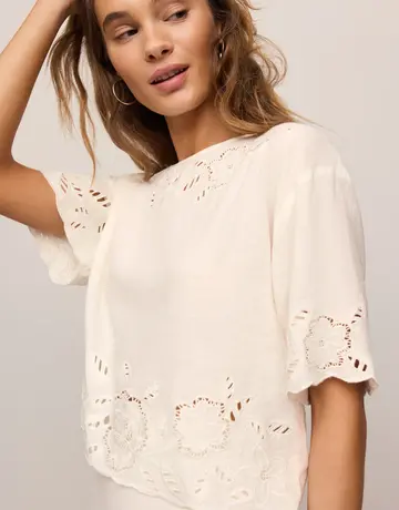 Z Supply Z Supply Daya Embroidered Linen Top