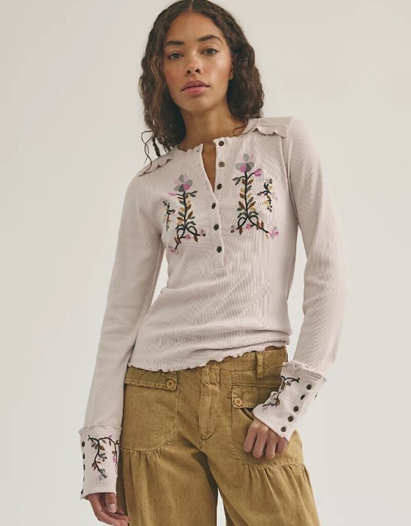Free People Free People Fleur Embroidered Cuff Top