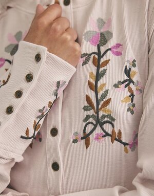 Free People Free People Fleur Embroidered Cuff Top