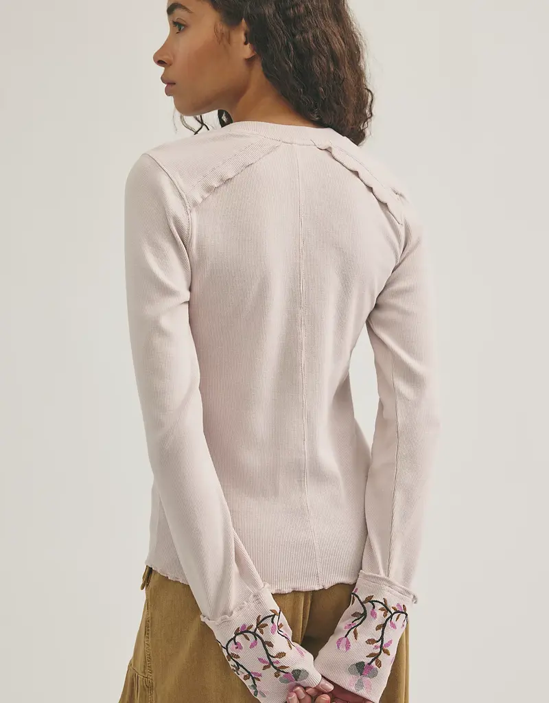 Free People Free People Fleur Embroidered Cuff Top