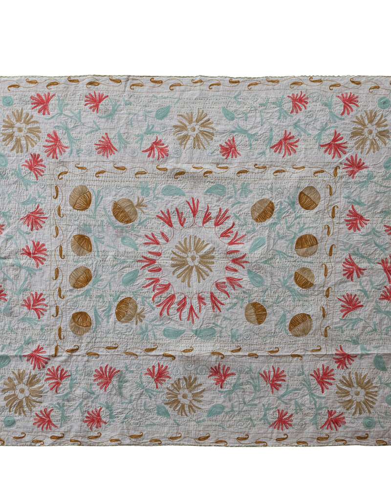 Creative Co-op Suzani Hand-Embroidered Kantha Stitch Throw