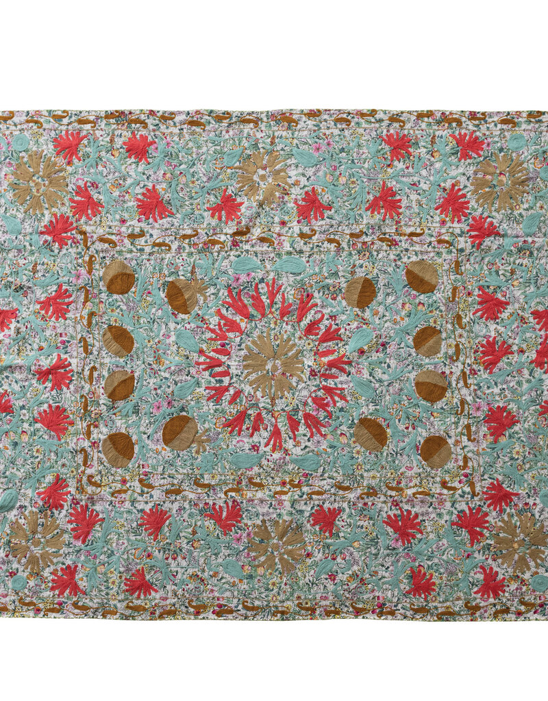 Creative Co-op Suzani Hand-Embroidered Kantha Stitch Throw