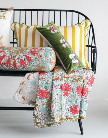 Creative Co-op Suzani Hand-Embroidered Kantha Stitch Throw