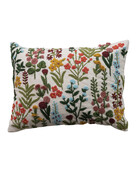 Creative Co-op Hand-Embroidered Flowers Pillow