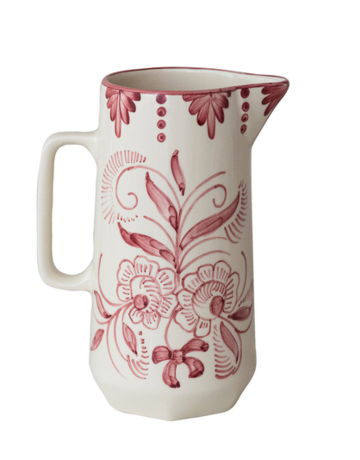 Creative Co-op Botanical Hand-Painted Pitcher