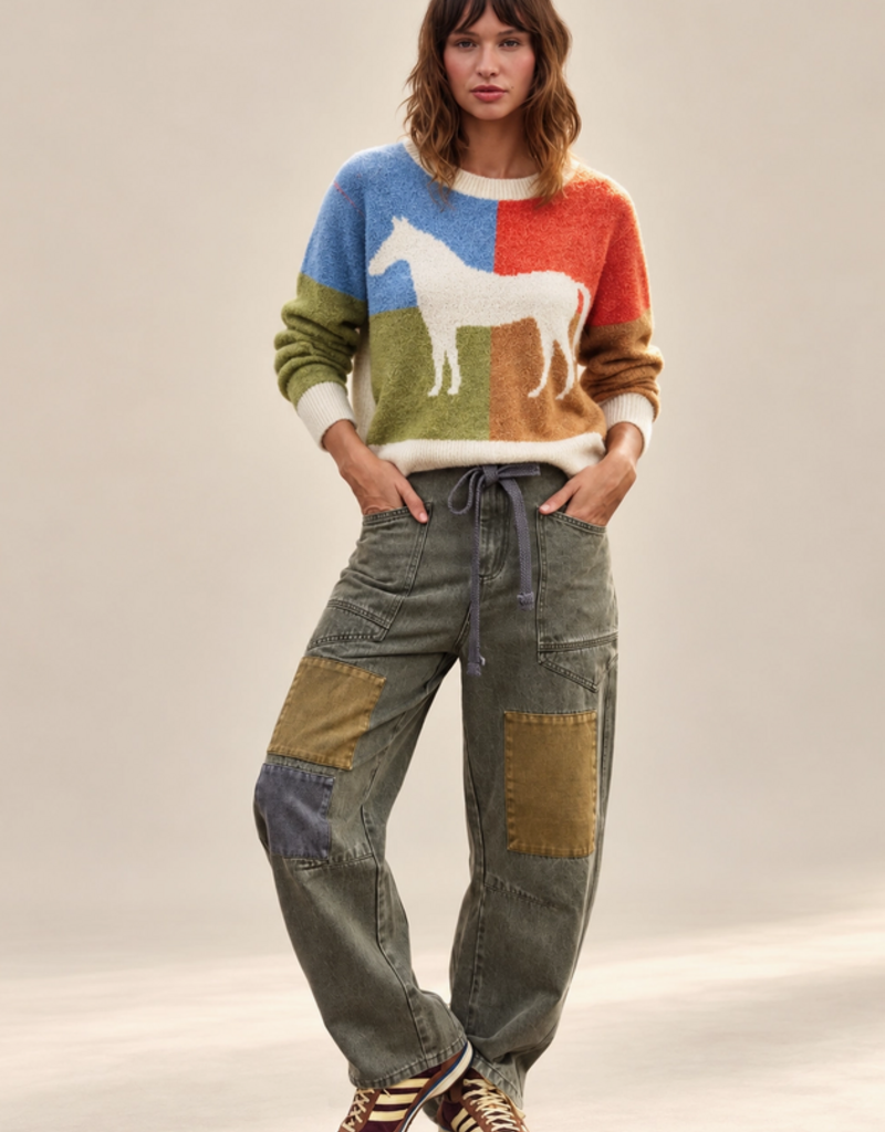 Urban Daizy Daizy Colorblock Horse Sweater