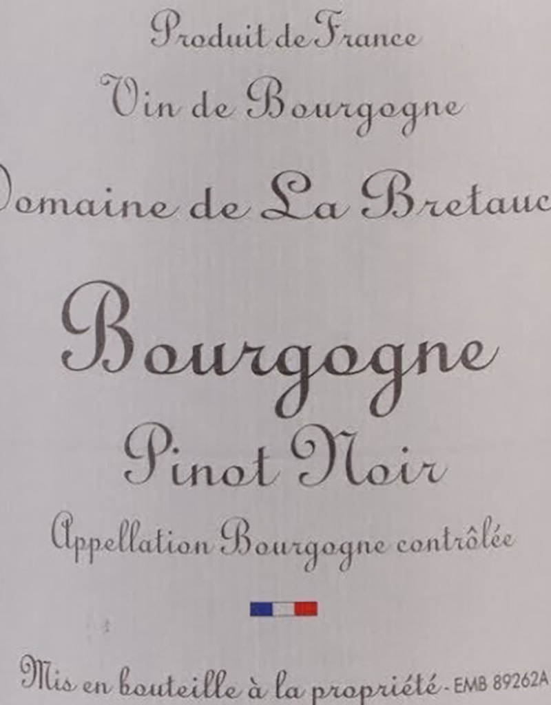 Domaine de La Bretauche 2020 Bourgogne Pinot Noir, Burgundy, France