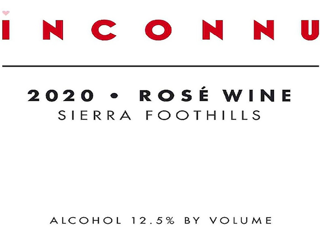 Inconnu 2020 Rosé of Merlot, Contra Costa County, California