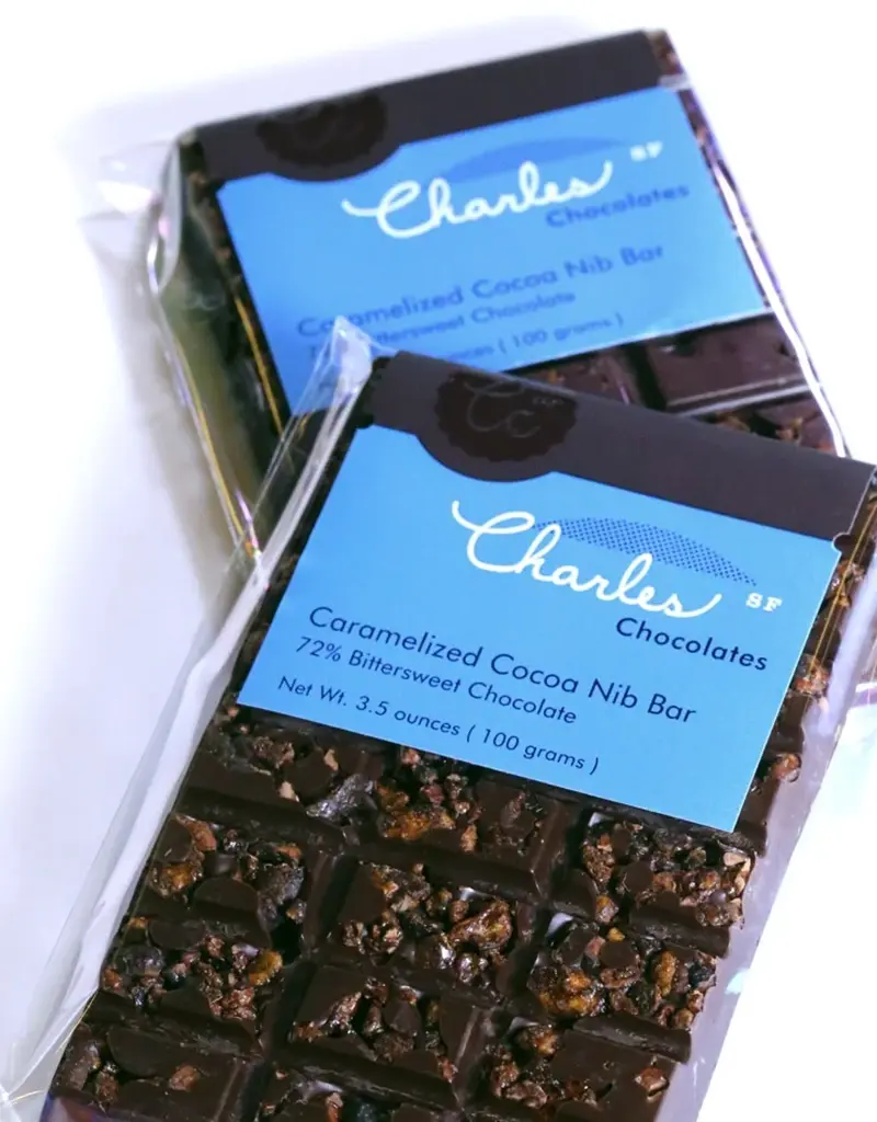 Charles Chocolate Carmelized Cocoa Nib, 3.7oz - Single Bar