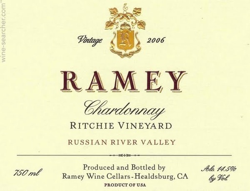 Ramey Ramey Wine Cellars 2021 Ritchie Vineyard Chardonnay, Russian River Valley, California