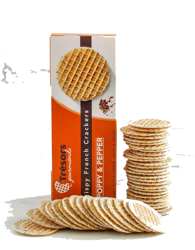 Trésors Gourmands Crispy Crackers with Poppy Seeds & Pepper, France 3.3 oz