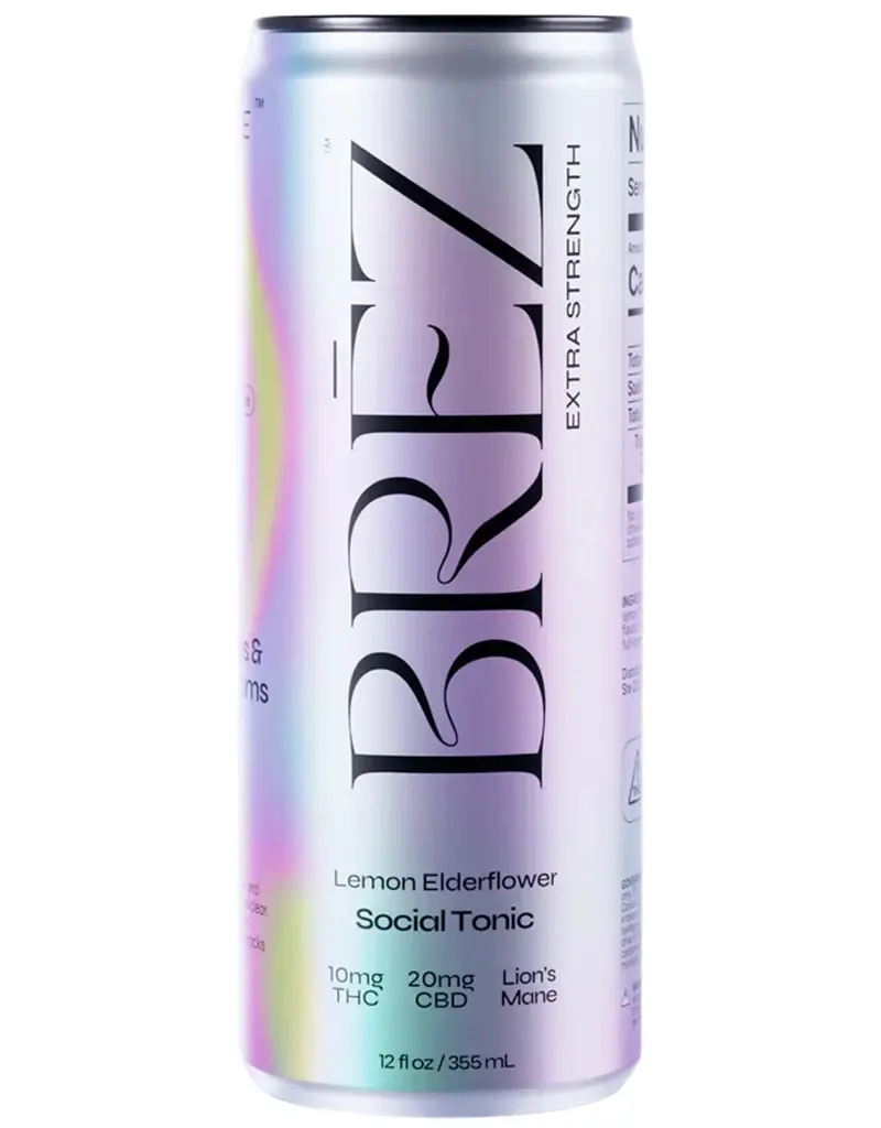 BRĒZ Lemon Elderflower Social Tonic, THC 10mg - 4pk Cans