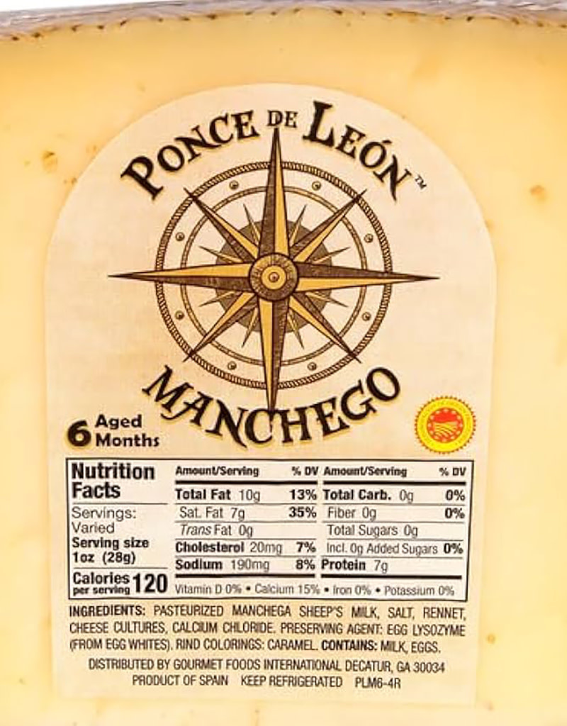 Ponce de León Manchego Cheese, Aged 6 Months, Spain 8oz