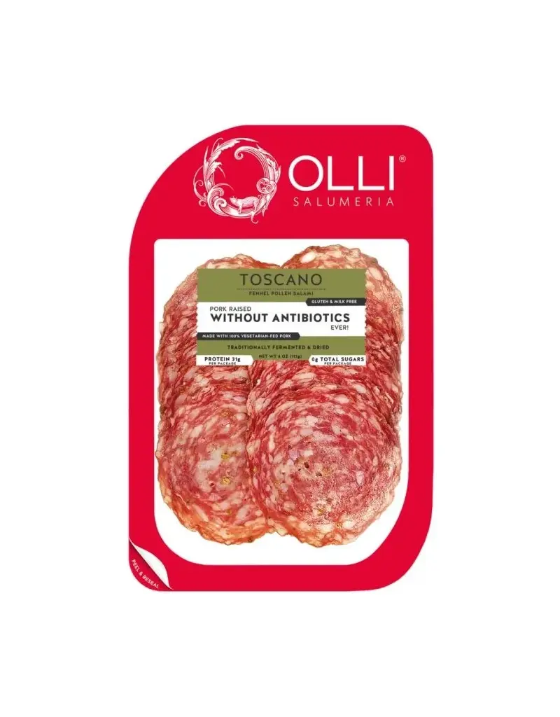 Olli Toscano Salami Sliced, United States - Single 4oz Tray