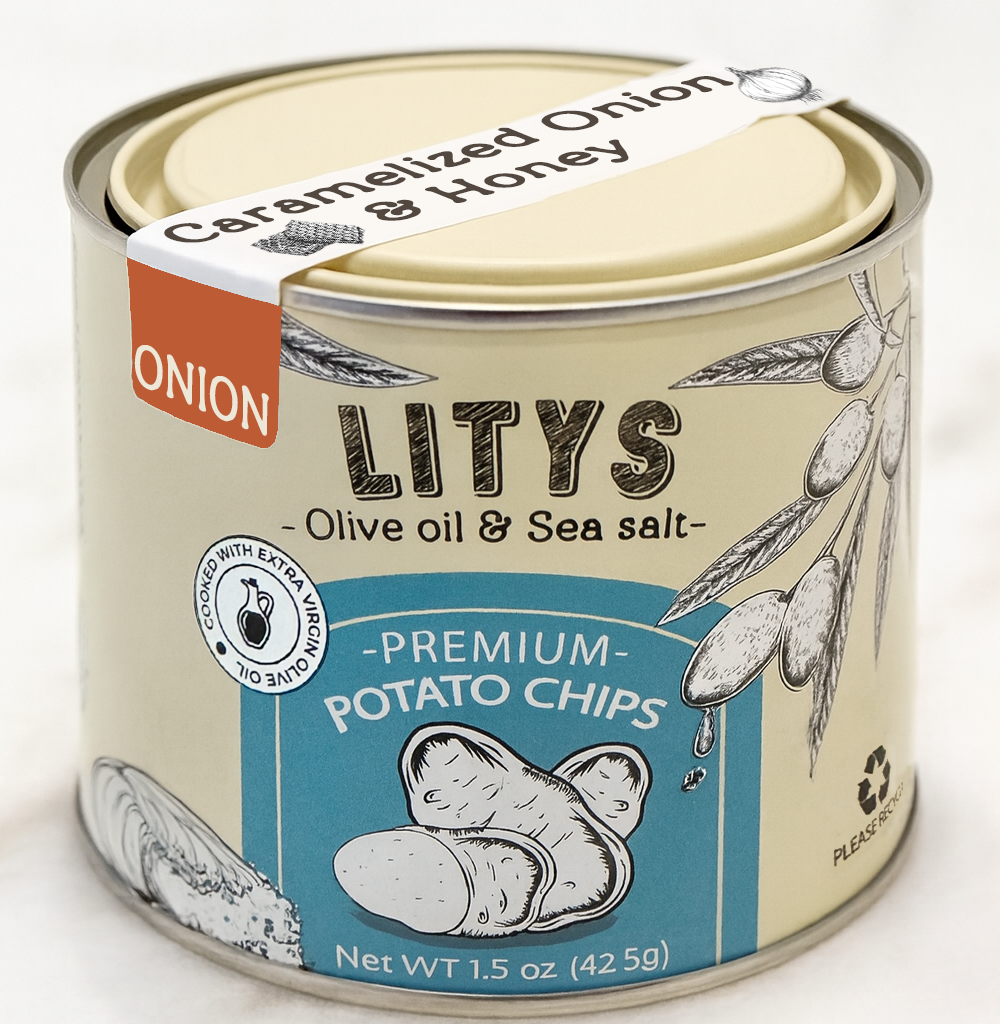 LITYS Caramelized Onion & Honey Potato Chips - Single 1.5oz Tin