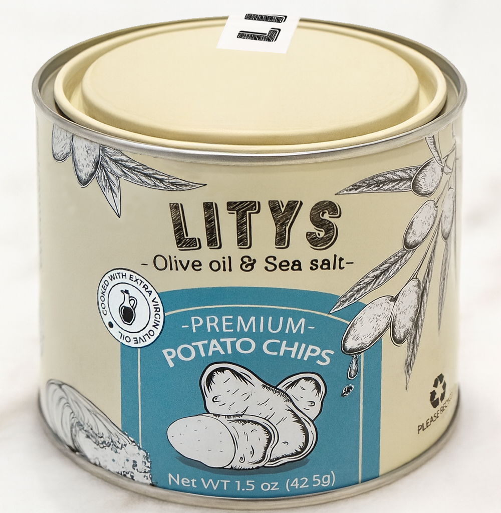 LITYS Natural Olive Oil & Sea Salt Potato Chips - Single 1.5oz Tin