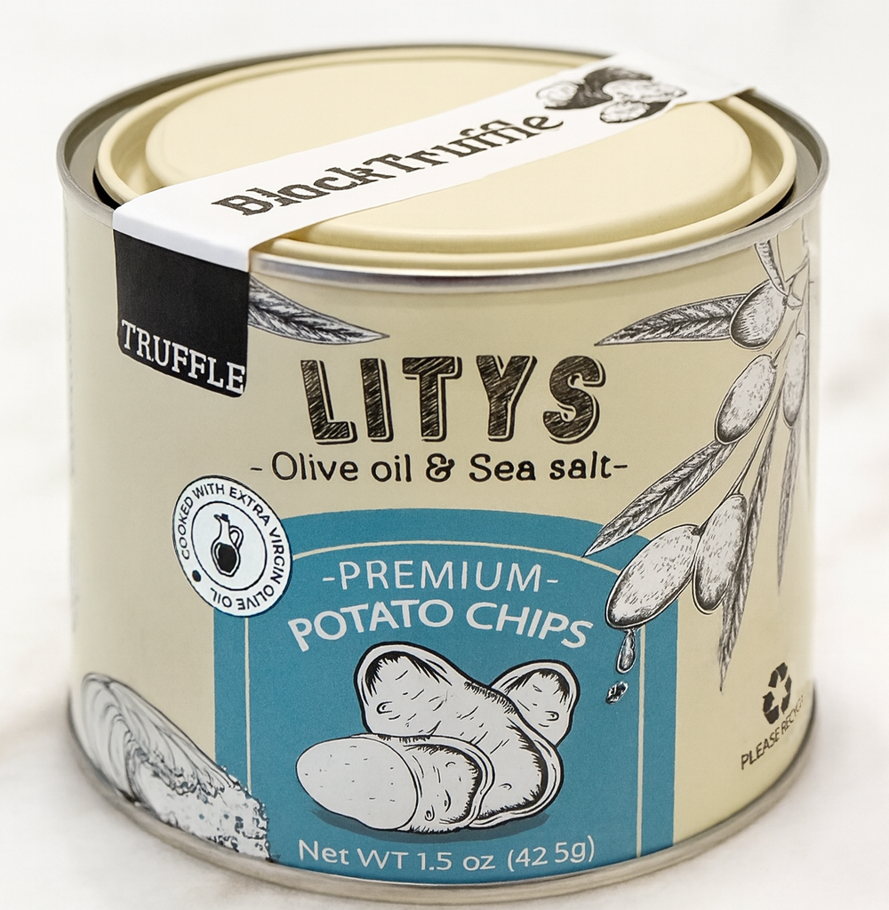 LITYS Black Truffle Potato Chips - Single 1.5oz Tin