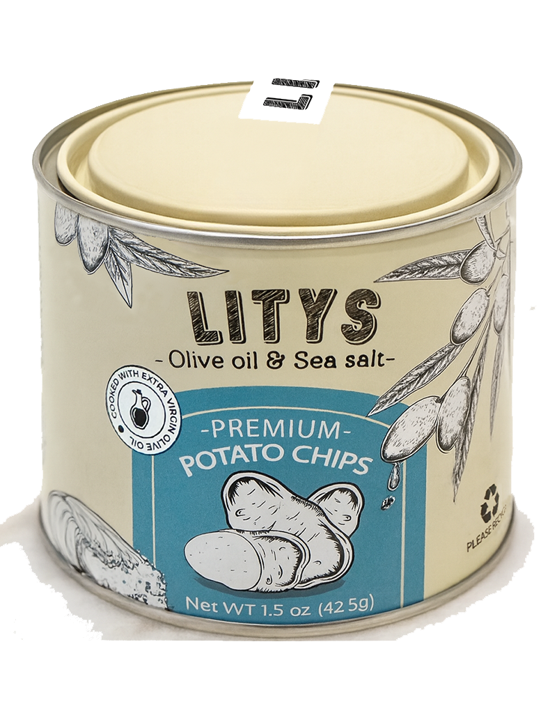 LITYS Natural Olive Oil & Sea Salt Potato Chips - Single 1.5oz Tin