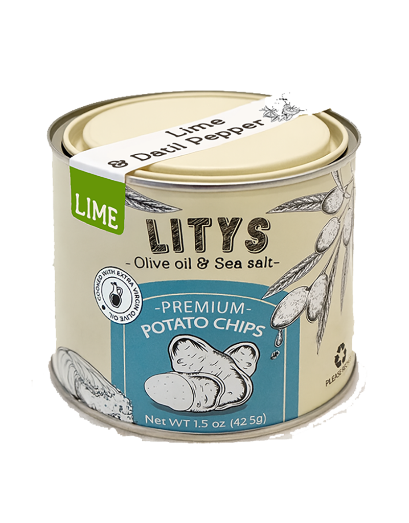 LITYS Lime & Datil Pepper Potato Chips - Single 1.5oz Tin
