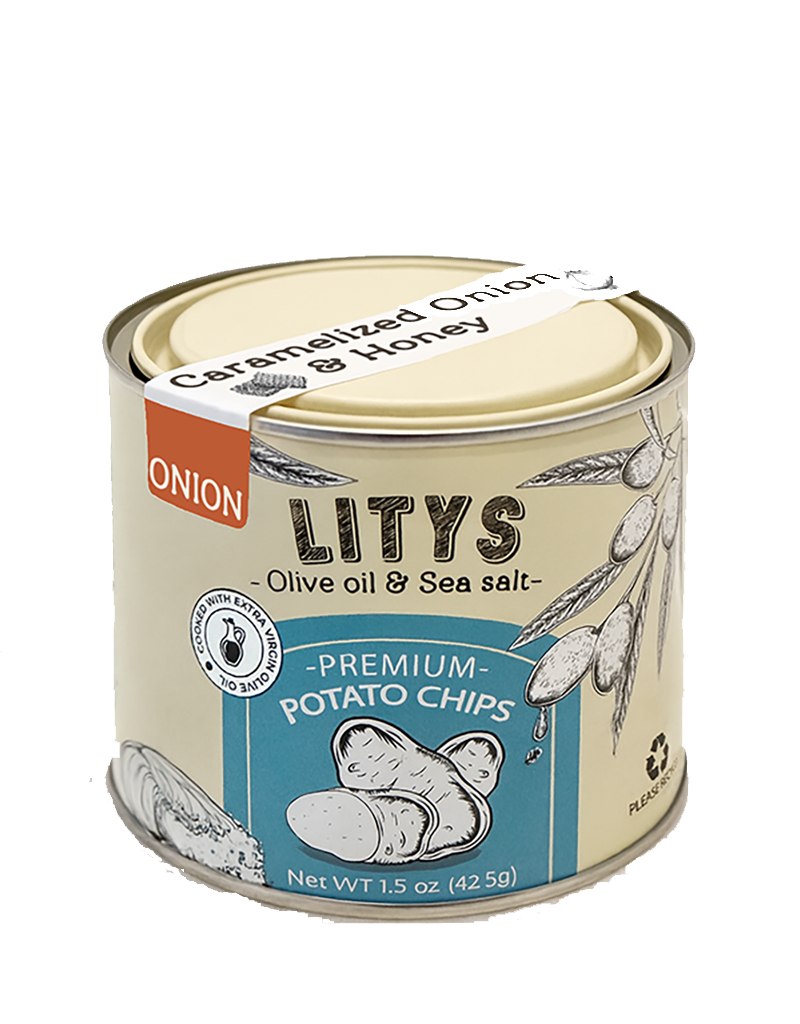 LITYS Caramelized Onion & Honey Potato Chips - Single 1.5oz Tin