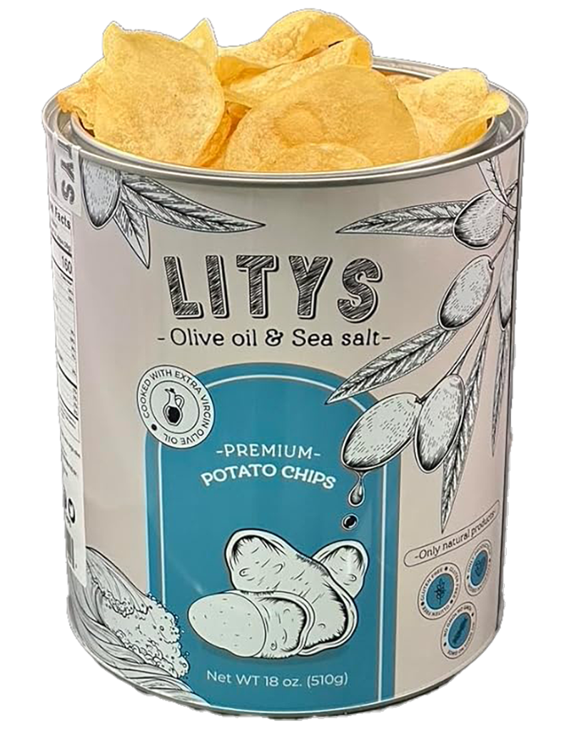 LITYS Natural BBQ Barbecue Potato Chips - Single 9oz Tin