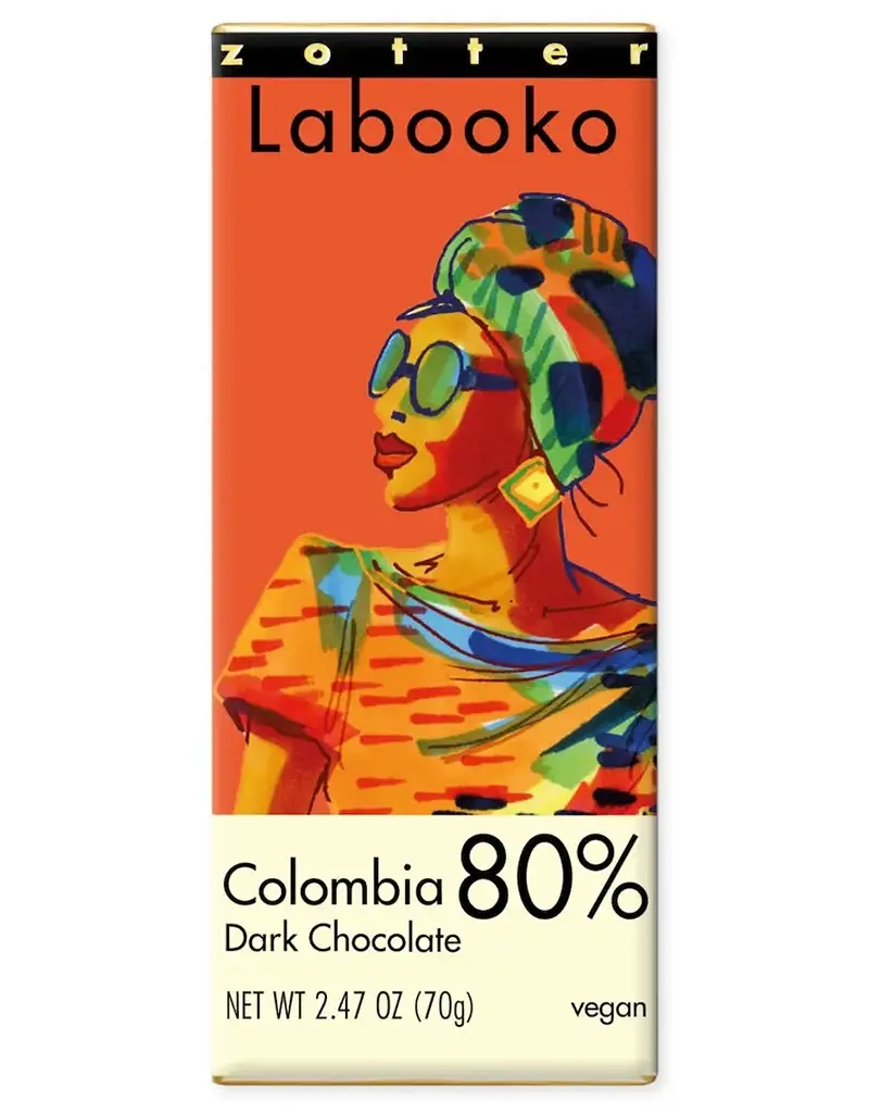 Zotter 80% Columbia Dark Chocolate Bar 2.47oz - Austria