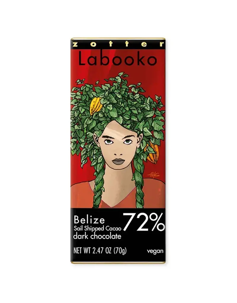 Zotter Belize 72% Dark Chocolate Bar 2.47oz - Austria